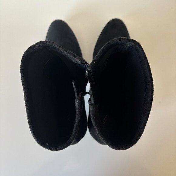 Donald Pilner Size 7.5M Black Suede Oval Heel Platform Ankle Boot Italia Bootie - Picture 8 of 11